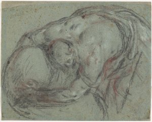 Een Man Die een Bundel Optilt door Leandro Bassano