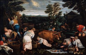 September uit de serie De Seizoenen, late 16e of vroege 17e eeuw door Leandro Bassano