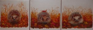 Egels in de herfst, 2024 (olieverf op doek) door Lee Campbell
