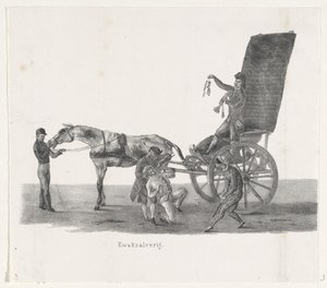 Sjees met een kwakzalver, 1835 door Leendert Springer (I)
