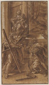 Madonna met kind en apostel Andreas (links) en de heilige Judas (rechts)