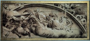 Cyclus van de Apollo-tank: de Avond of Allegorie van de winter. Tekening in zwarte inkt door Lelio Orsi (1511-1587). 16e eeuw. Parijs, Louvre Museum door Lelio Orsi da Novellara