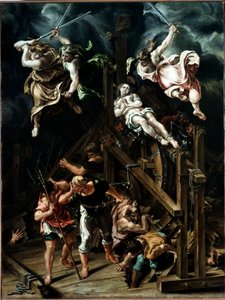 Het martelaarschap van St. Catharina De maagd ondergaat het martelaarschap van het rad. Schilderij door Lelio Orsi (1511-1587) 1560 ca. Zon. 88x66,5 cm Modena, Galleria Estense door Lelio Orsi da Novellara
