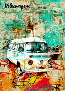 Abstract Retro Van door Lembayung senja studio [Vintage Poster]