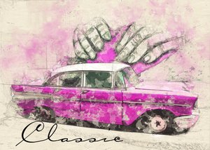 Klassieke roze droomauto