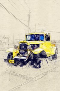 Klassieke gele pick-up