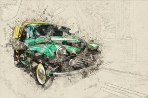 Groene oude auto