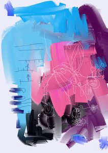 Speelse abstracte wezens door Lembayung senja studio [Vintage Poster]
