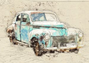 Rustieke blauwe oldtimer