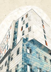 Stedelijke architectuurschets door Lembayung senja studio [Vintage Poster]