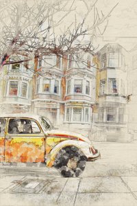 Schets van Vintage Car City