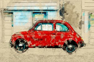 Vintage rode auto op straat