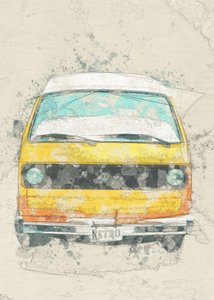 Yellow Retro Camper Van