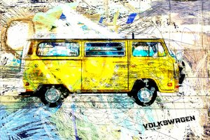 Yellow Surf Van door Lembayung senja studio [Vintage Poster]