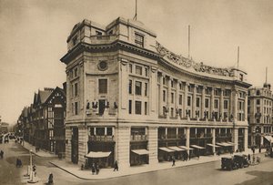 East India House, Libertys geïndividualiseerde gevel aan de New Regent Street, ca. 1935 door Lemere