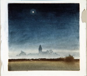 Landschap bij maanlicht, ca. 1920 door Leo Frank