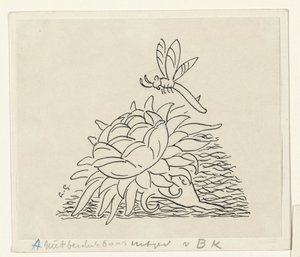 Bloem met een libelle door Leo Gestel (signed by artist)