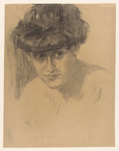 Buste van een vrouw met opgestoken haar door Leo Gestel (signed by artist)
