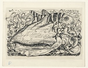 Vis en schelp in het water door Leo Gestel (signed by artist)