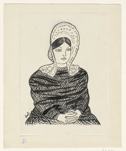 Vrouw in klederdracht door Leo Gestel (signed by artist)