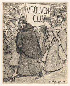 Vrouwen in een optocht van een vrouwenclub door Leo Gestel (signed by artist)
