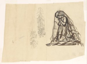 Biddend meisje en ornament door Leo Gestel