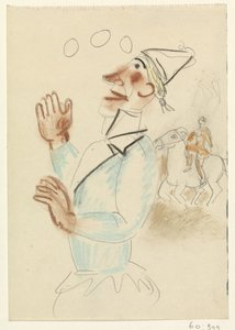 Clown en ruiter te paard door Leo Gestel