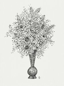 Bloemenvaas (ca. 1891–1941) Tekening in hoge resolutie door Leo Gestel.