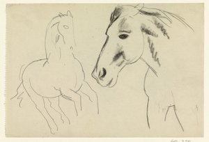 Galopperend paard en paardenhoofd door Leo Gestel