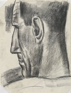 Kop van man van achter gezien en profil door Leo Gestel