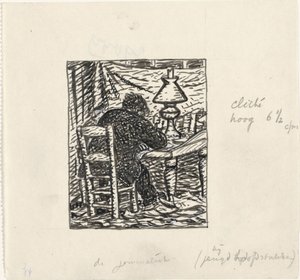 Man schrijft aan een tafel door Leo Gestel