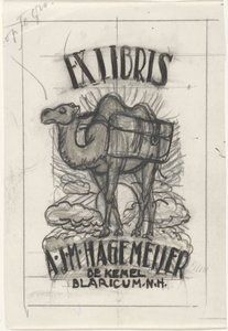 Ontwerp voor een ex libris van Antonius Johannes Maria Hagemeijer door Leo Gestel
