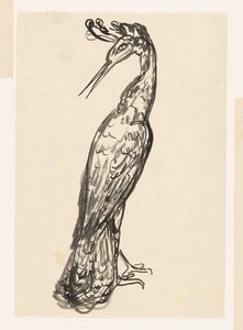 Reiger met zijn kop naar achter gedraaid door Leo Gestel
