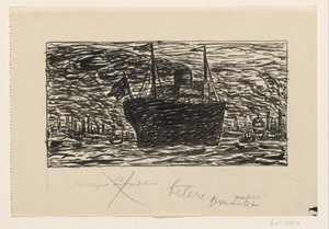 Schip vaart de haven van Londen binnen door Leo Gestel