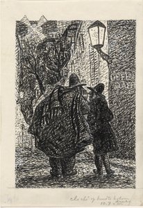 Twee mannen op straat in het donker door Leo Gestel