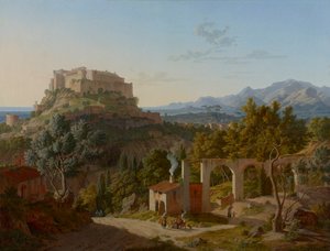 Landschap met het kasteel van Massa di Carrara door Leo von Klenze