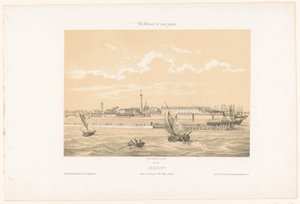 Zicht op de haveningang van Lorient door Leon Auguste Asselineau