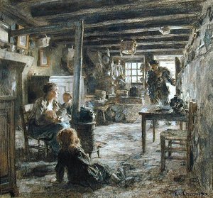 Een familie, interieur fonte (Vaders terugkeer) 1887