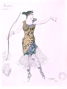 Anna Pavlova verkleed als Diana door Leon Bakst