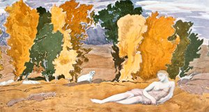 Chloe verlaten, ontwerp voor een Ballet Russes productie van Ravels Daphnis en Chloe door Leon Bakst