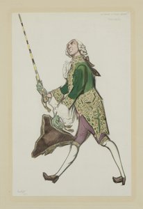 Kostuumontwerp voor Rinaldo in het ballet De goedgehumeurde dames van Scarlatti door Leon Bakst