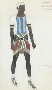 Kostuumontwerp voor Vaslav Nijinsky in het ballet Cleopatra van A. Arensky, 1910 door Leon Bakst