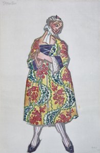 Kostuumontwerp voor het ballet Le donne di buon umore door C. Goldoni, 1917 door Leon Bakst