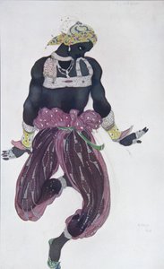 Kostuumontwerp voor het ballet Sheherazade van N. Rimsky-Korsakov door Leon Bakst
