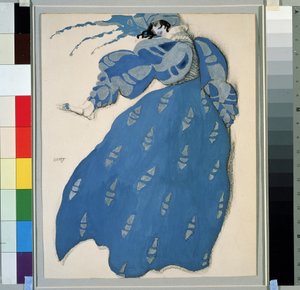 Kostuum voor het ballet "Les dames de bonne humeur" (Les femmes de bonne humeur) geregisseerd door Carlo Goldoni (1707-1793) door Leon Bakst