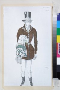 Kostuum voor het ballet Les Papillons van Robert Schumann - Werk van Leon Bakst, lithografie 1912 door Leon Bakst