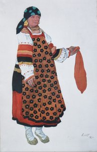 Boerin. Kostuumontwerp voor de Vaudeville Oud Moskou in het Théâtre Femina in Parijs, 1922