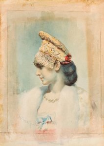 Portret van een meisje met een Kokoshnik