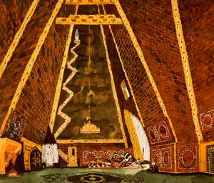 Decorontwerp voor Thamar, ballet van Mily Balakirev, 1912 door Leon Bakst