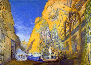 Decorontwerp voor een Ballets Russes productie van Le Dieu Bleu, 1911